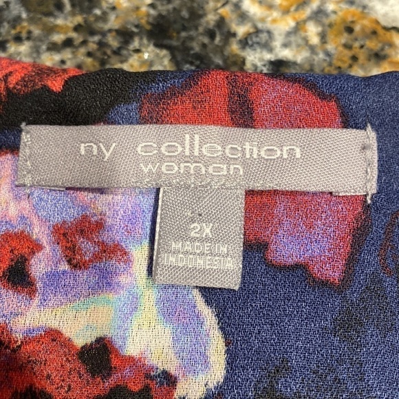 M womens NY Collection button front long sleeve layered plus size blouse 2X - Picture 4 of 5